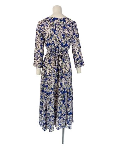 Robe longue portefeuille fleurie blanc Quintessence manches longues taille S - Artisans du Monde - Modalova