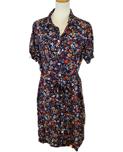 Robe blouson manches courtes  motif fleuri - Taille 44/XL - damart - Modalova