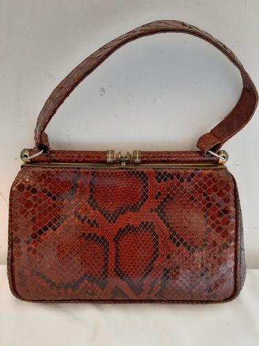 Petit Sac  main, pochette en Python et laiton, interieur cuir, vintage - Label Emmaus - Modalova