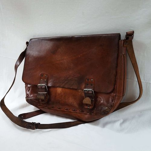 Sac  main artisanal en cuir marron - Label Emmaus - Modalova