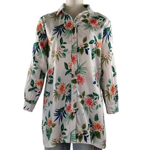 Chemise longue  fleurs tropicales blanc cass  T.40 - guess los angeles - Modalova