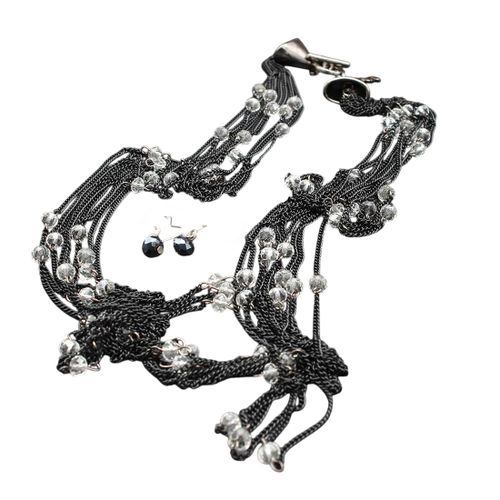 Sautoir multirang, boucles d'oreilles perles verre - Label Emmaus - Modalova