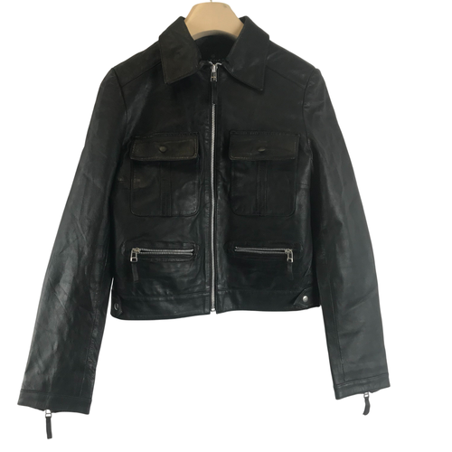 Blouson en cuir noir - Naf Naf - S - naf naf - Modalova