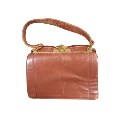 Sac à main ancien - en cuir marron - Label Emmaus - Modalova