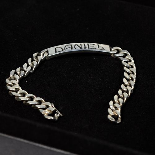 Gourmette en argent grave "Daniel" - Label Emmaus - Modalova