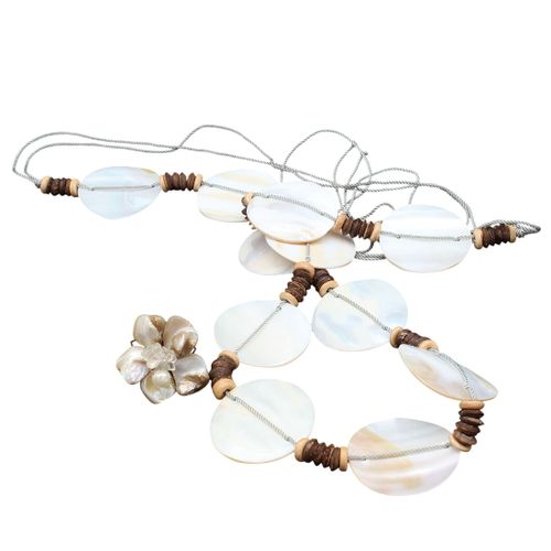 Long collier nacre et bague assortie - Label Emmaus - Modalova