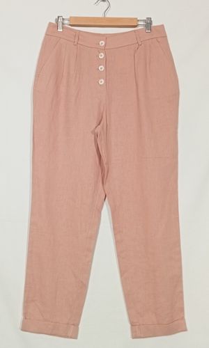 Pantalon carotte nude en lin - Camaeu - 40 - camaieu - Modalova