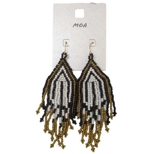 Boucles Pendants d'oreilles neuves perles rocailles blanches noires et - moa - Modalova