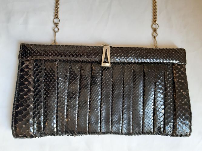 Sac  main, pochette croco , avec chane dore amovible, vintage - Label Emmaus - Modalova