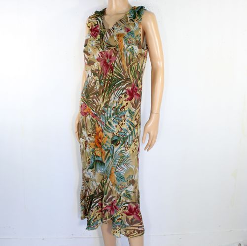 Robe Mi-longue Beige Tropicale Taille 46 - daxon - Modalova