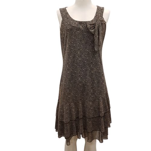 Robe grège à fleurs noires - Taille 38/40 estimée - Armand Thiery - Modalova