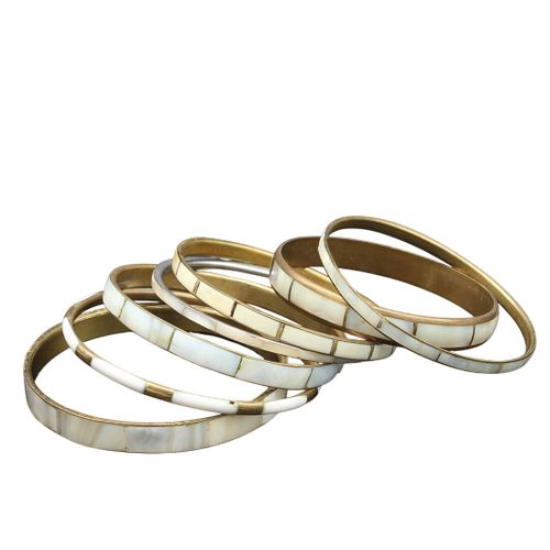 Bracelets joncs plats en nacre sur laiton - Label Emmaus - Modalova