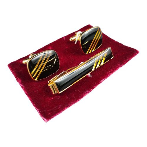 Boutons de manchettes et pince  cravate assortie - dcor dor et 3 bandes - Label Emmaus - Modalova