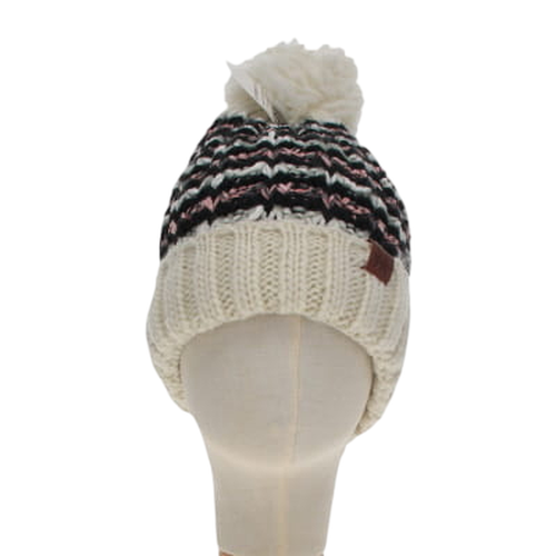 Bonnet cru en maille  rayures - taille 50 cm - ladies hat - Modalova