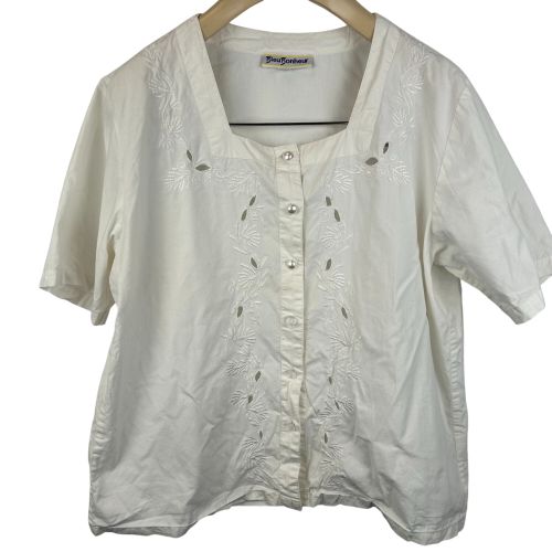Chemisier avec broderies fleurs 100% coton - Taille 44 - bleubonheur - Modalova