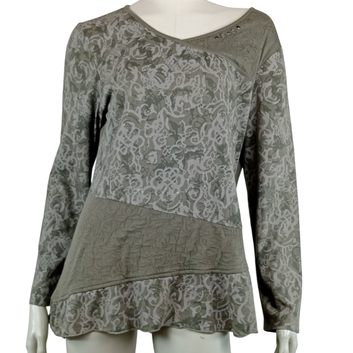 T shirt de la marque col rond  manches longues de couleur vert taille 4 (42/44) - jac jac - Modalova