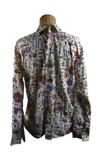 Chemise Christian LACROIX, en popeline de coton impression florale, taille 42,16.5 amricaine, coupe cintre - jamais porte - christian lacroix paris - Modalova