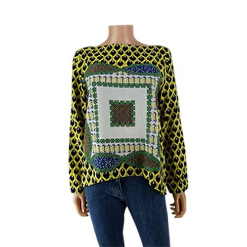 T-shirt jaune imprimé et bstrait - Hippocampe - Taille 38 - Label Emmaus - Modalova