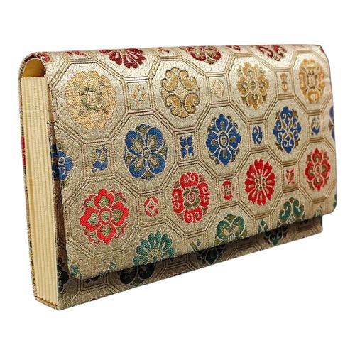 Pochette japonaise en satin brod dor - sac  main pour soire habille - Label Emmaus - Modalova