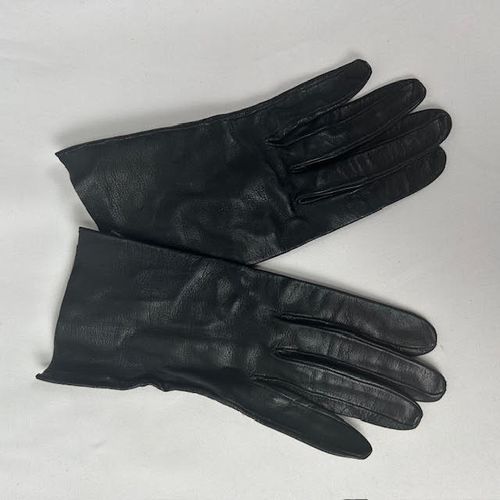 Paire de gants en cuir, femme, noir - Label Emmaus - Modalova