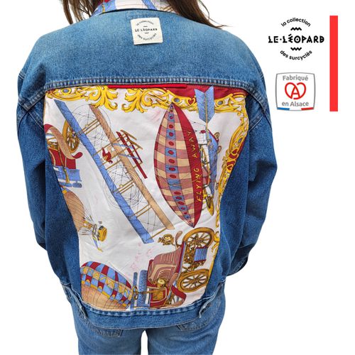 LES SURCYCLES - Veste en jean unisexe "Modle Inventions" - Collection Foulard - les surcycls du lopard - Modalova