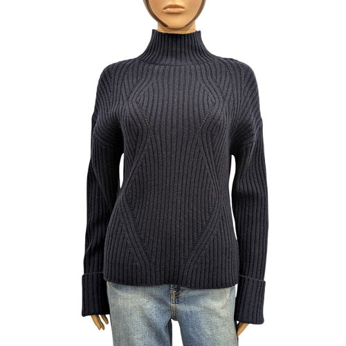 Neuf & tiquette Pull loose T XS en lainage marine - monoprix - Modalova