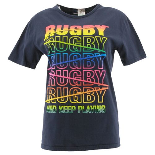 T-shirt marine imprim criture multicolore manches courtes - M - religion rugby - Modalova