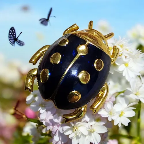 Broche Coccinelle  laiton dor vintage - Label Emmaus - Modalova