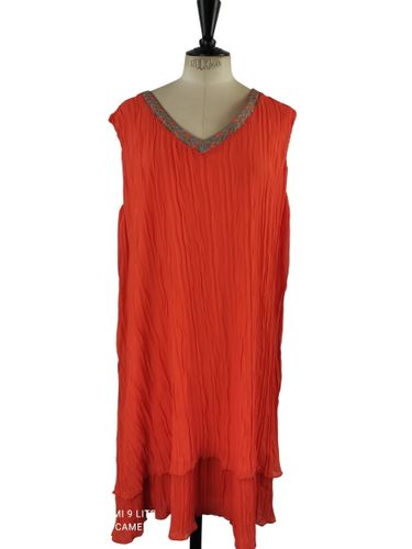 Robe fluide sans manches plissée encolure V brodée – RIU PARIS Taille 46 - Label Emmaus - Modalova