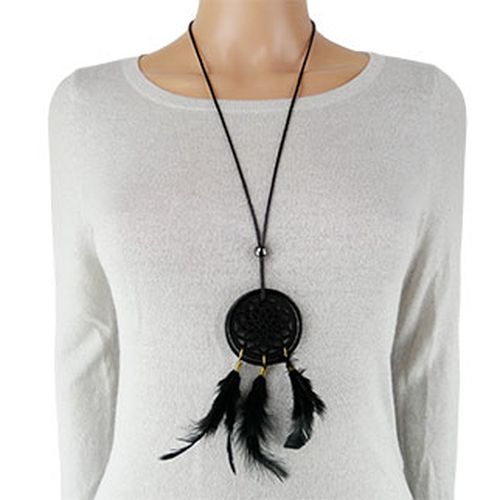 Collier en bois et plumes noires - Label Emmaus - Modalova