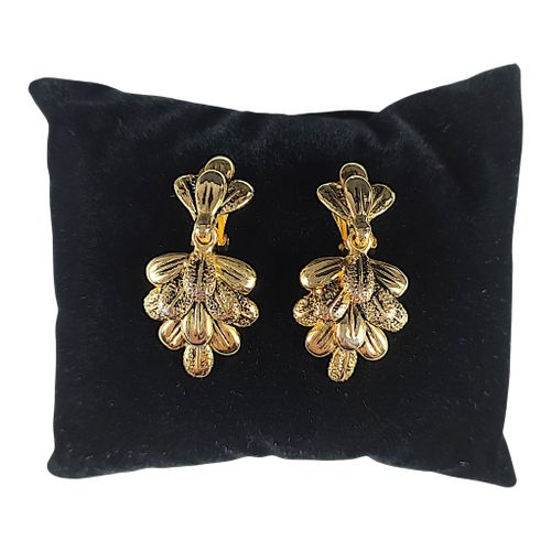 Paire de boucles d'oreilles dorées « feuillage », à clips - Label Emmaus - Modalova