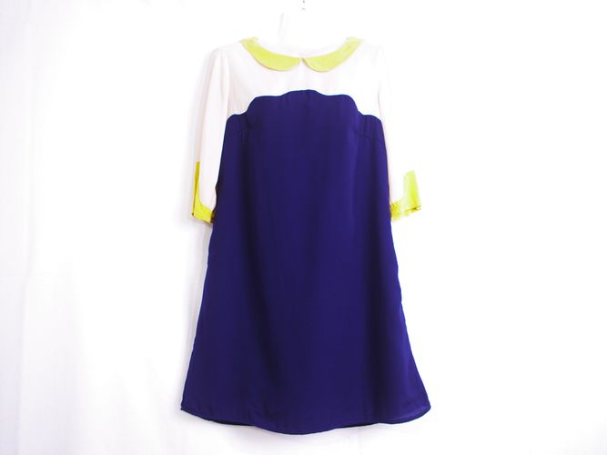 Robe bleu marine, jaune et beige - M - sugarhill boutique - Modalova