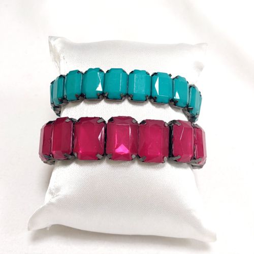 Bracelets fantaisie - lastique - turquoise - fuchsia- - bleu - Label Emmaus - Modalova