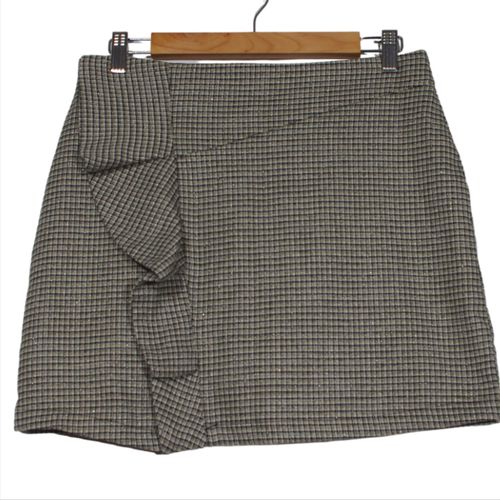 Jupe - 38 - courte volant fil lurex- motif pied de poule - camaeu - Modalova