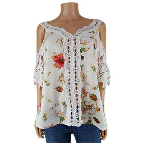 Blouse cru  fleurs - paules dnudes - manches courtes en broderie  - 38 - shein - Modalova