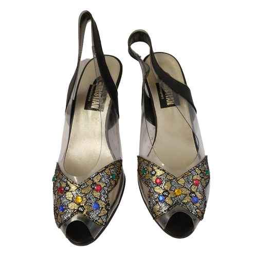 Chaussures  talon mica blanc et motifs strass et dentelle, Christian chaussures - 37 1/2 - Label Emmaus - Modalova