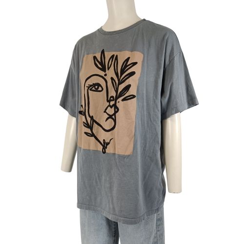 T-shirt Pull&Bear oversize imprimé visage botanique manches courtes taille M - Pull & Bear - Modalova