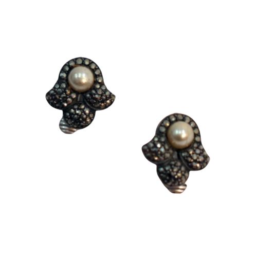 Paire de Boucles d'Oreilles - Perle Strass & Argent Poinonn - Label Emmaus - Modalova