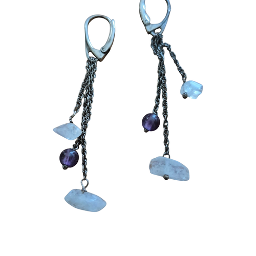 Boucles d'oreilles  en argent 925 + pierres - Label Emmaus - Modalova