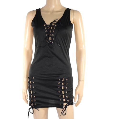 Robe Noire Avec Lacets Taille S - non renseigne - Modalova
