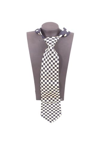 Cravate carré noir et blanc vintage / 100% soie - Signée - Hugo Boss - Modalova