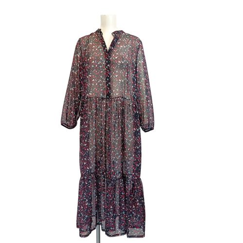 Robe longue transparente  volant, bohme, motif liberty rouge bleu - f&h - Modalova