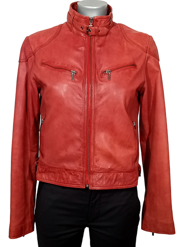 Blouson orang style Biker 100% cuir - 40  - verazzano - Modalova