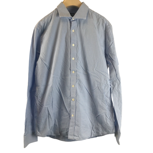 Chemise blanche  petits carreaux bleus - M/L - caf coton - Modalova