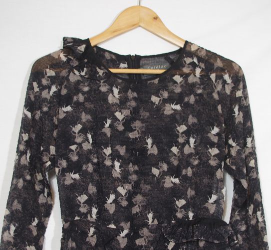 Robe - T1 - fluide imprime - col rond - volant non symtrique - cotlac - Modalova