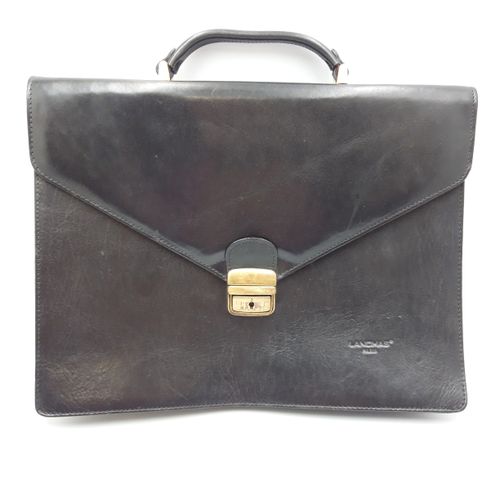 Cartable noir cuir vritable Lanchas paris - Label Emmaus - Modalova