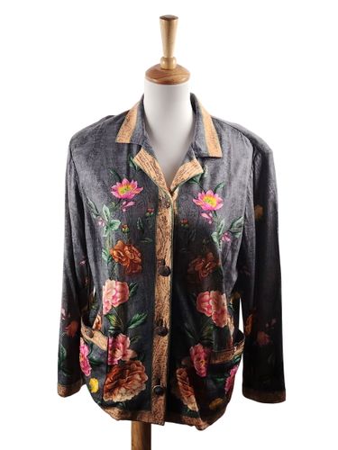 Chemise vintage manches longues encolure tailleur en laine V - Taille XXL - liliane jamet - Modalova