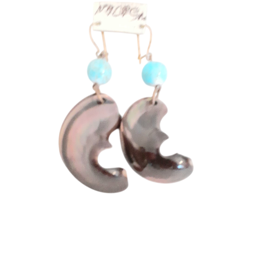 Boucles en nacre et turquoise - Label Emmaus - Modalova