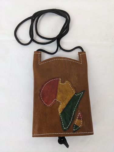 Porte carte avec bandoulire en cuir - style africain - Label Emmaus - Modalova