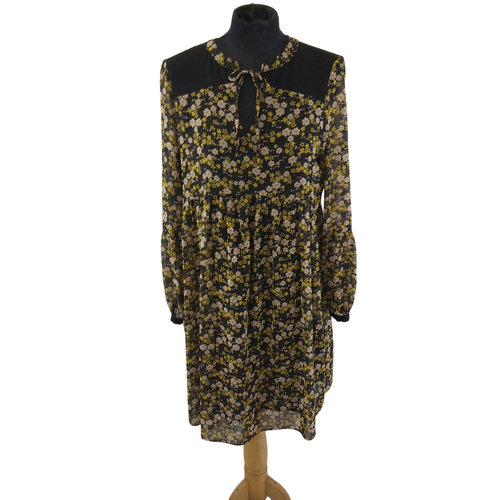 Robe manche longue noire  fleurs, Naf-Naf - 38 - naf naf - Modalova